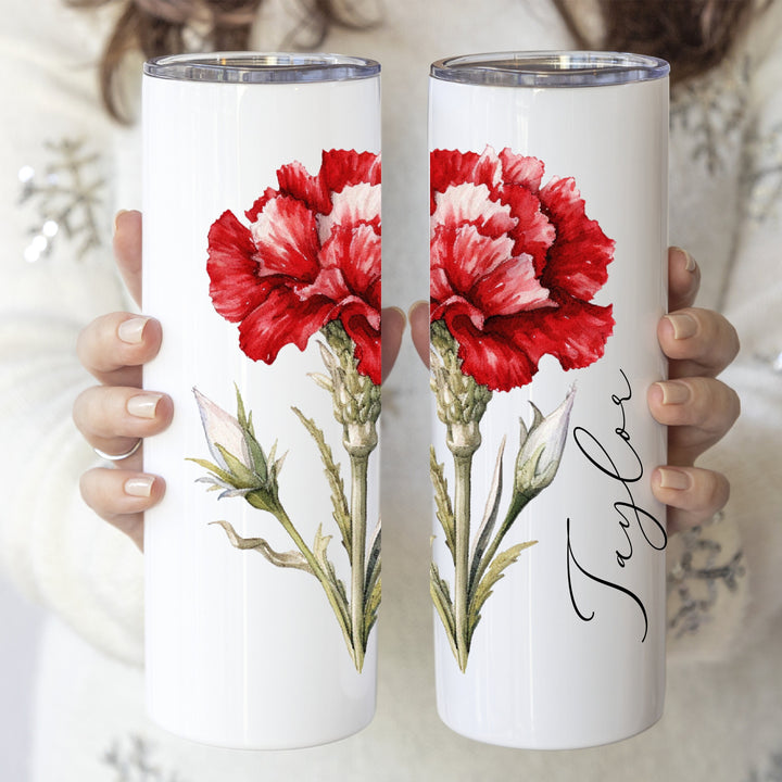 Personalized Birth month flower Cup Bridesmaid gift stainless steel tumbler with lid and straw Birthday&nbsp;Custom Birth flower gift for her