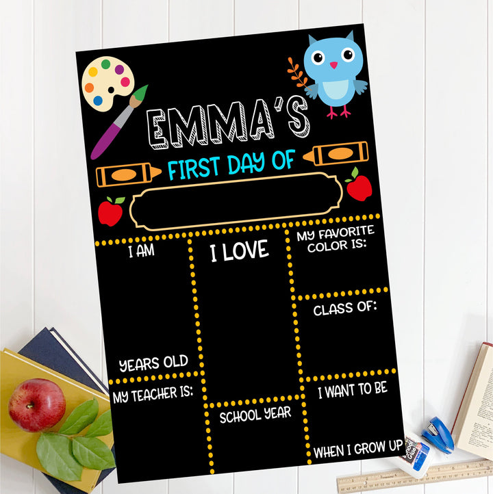 Personalized First Day of School Sign Reusable Back to School Chalkboard name Sign 1st Day of Preschool Custom Kindergarten school Sign