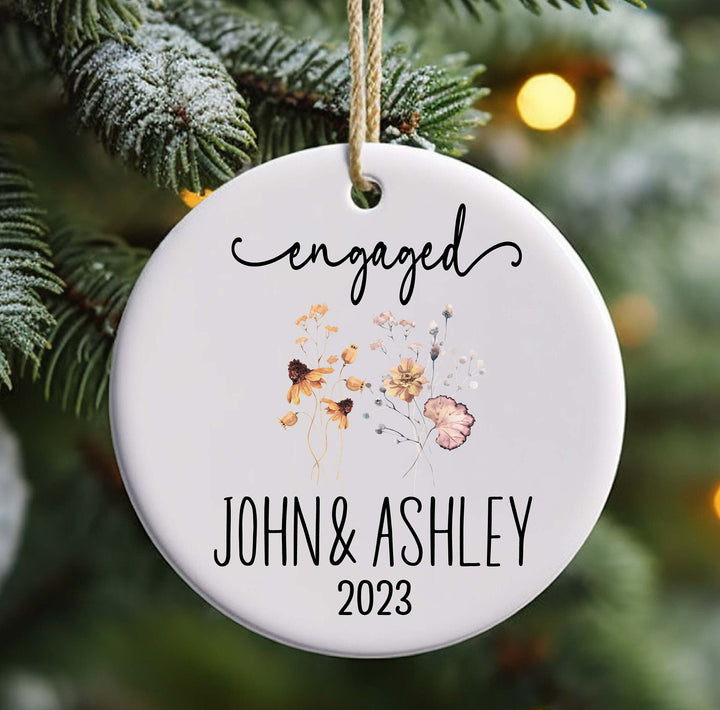 Personalized Engaged Christmas Ornament Custom Couple Gift