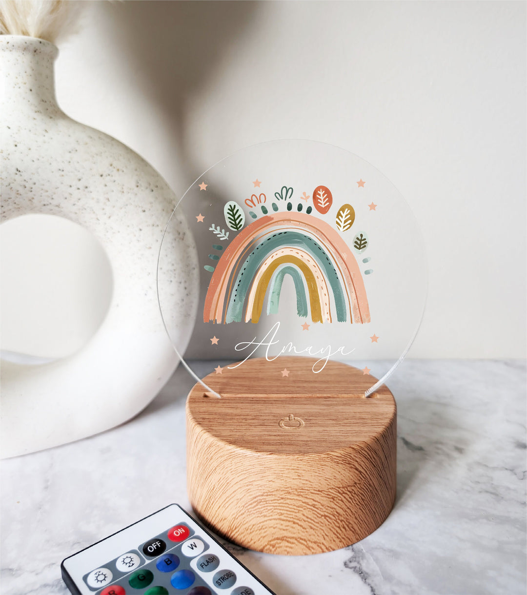 Personalized Kids Night Light 💡 | Custom Boho Rainbow LED Light 🌈 Perfect Nursery Décor & Birthday Gift for Toddlers with Name! 🎁