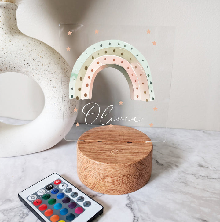Personalized Rainbow LED Night Light | Custom Name Acrylic Light