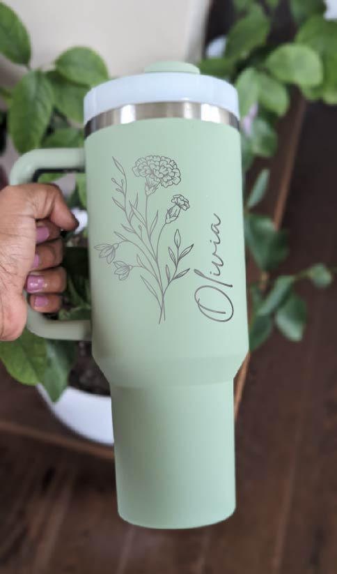 Custom Birth Flower Gift 40 Oz Cup Personalized Tumbler