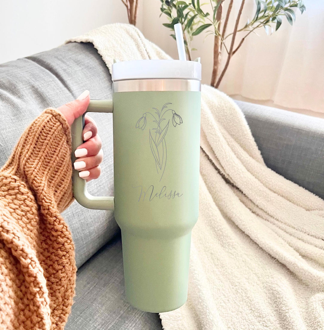 Birthday Gift For Her Custom Cup Birth Flower Tumbler