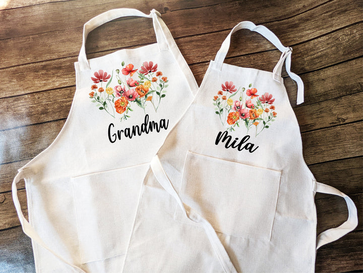 Gift for women Linen Apron kids Custom cooking baking Mommy and me&nbsp;Matching&nbsp;apron&nbsp;Kids Birthday gift aprons Party favor birthday