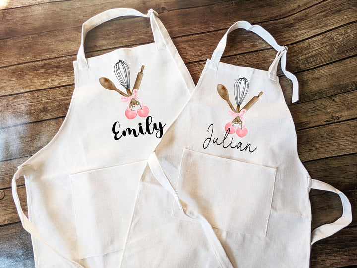 Coquette Bow Kitchen Apron for Women and Kids Custom Matching