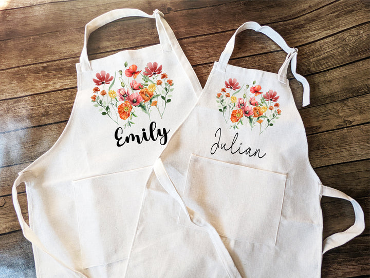 Gift for women Linen Apron kids Custom cooking baking Mommy and me&nbsp;Matching&nbsp;apron&nbsp;Kids Birthday gift aprons Party favor birthday