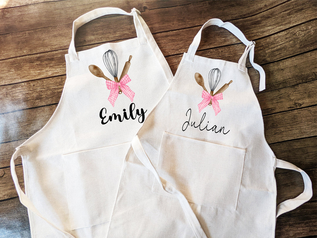 Birthday gift aprons Coquette Bow Kitchen apron for women Linen Apron kids Custom cooking baking Mommy and me Matching&nbsp;apron&nbsp;Kids