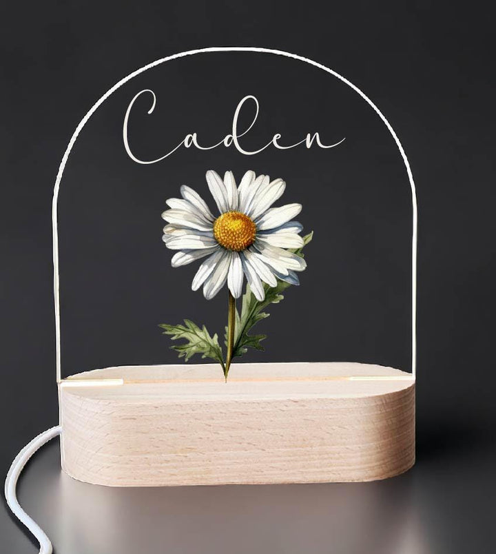 Personalized Floral kids Night light with name room decor Custom baby gift Acrylic light Baby Boy Gifts Nursery Decor Birthday Gift