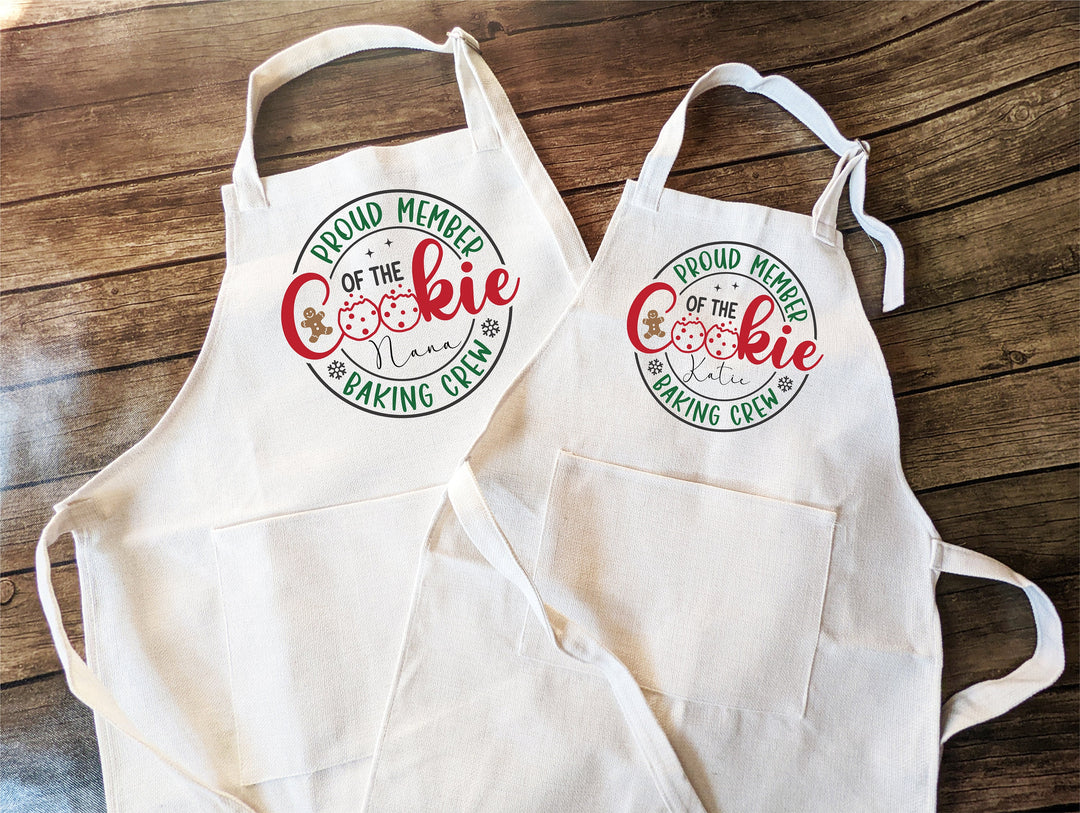 Christmas Baking Crew Apron Adult Kids Mommy Daughter Matching
