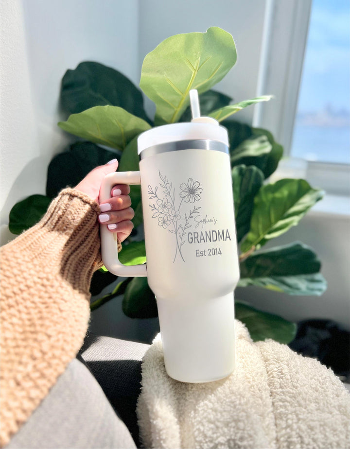 Custom Grandma Gift Nana Tumbler 40 Oz With Kids Name