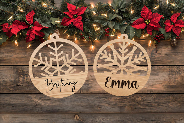 Customized Wooden Family Name Ornament for Christmas Gifts