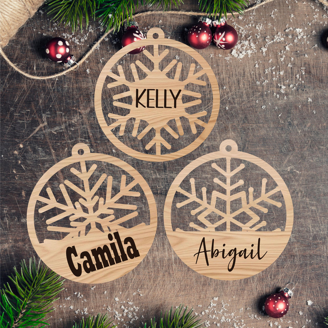 Customized Wooden Family Name Ornament for Christmas Gifts