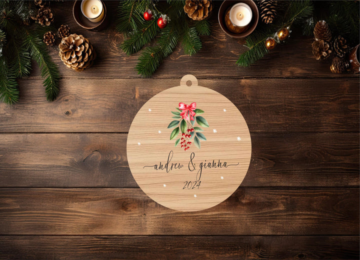 Personalized First Christmas Married Wooden Ornament