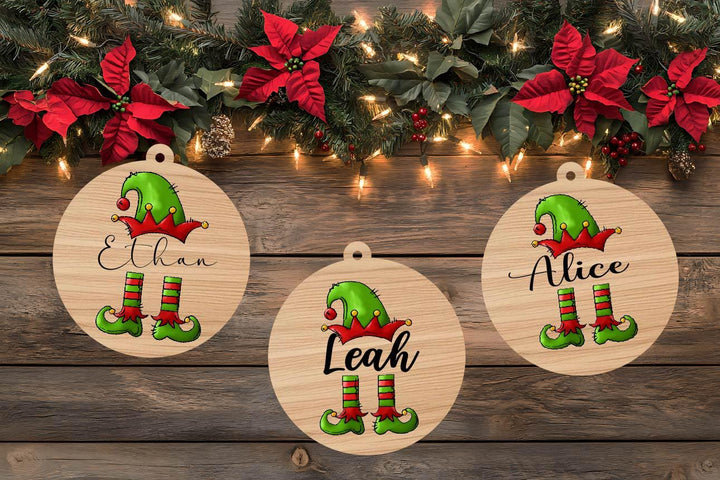 Personalized Elf Christmas Ornament - Family Name Tree Decor