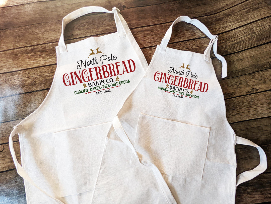 North Pole Gingerbread Holiday Cooking Apron for Baking