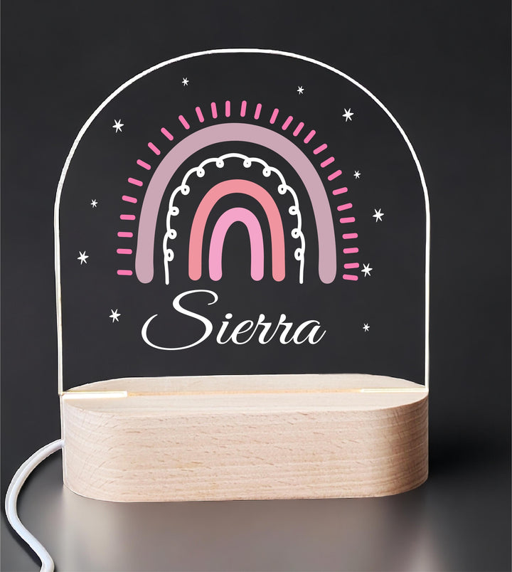 Personalized Rainbow LED Night Light – Kids Room Decor