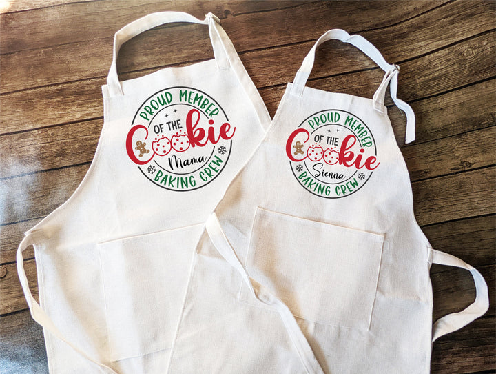 Christmas Baking Crew Apron Adult Kids Mommy Daughter Matching