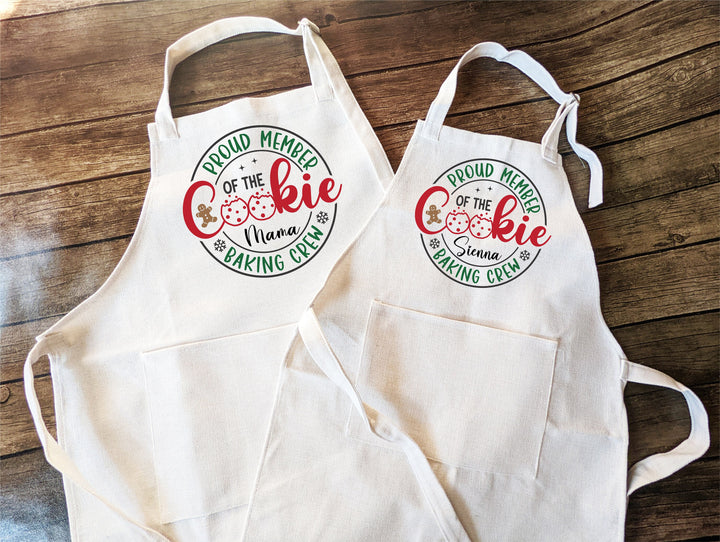 Christmas Baking Crew Apron Adult Kids Mommy Daughter Matching