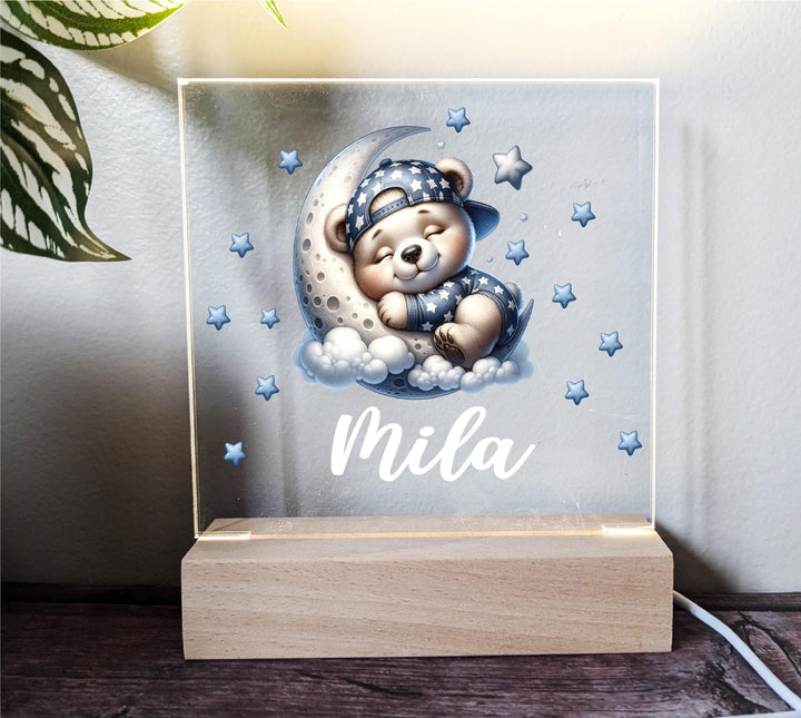 Custom Acrylic LED Light 💡 | Personalized Baby Boy Gift 🎁 Nursery Décor for Grandson & Nephew 👶 Perfect Birthday & Kids Gift!