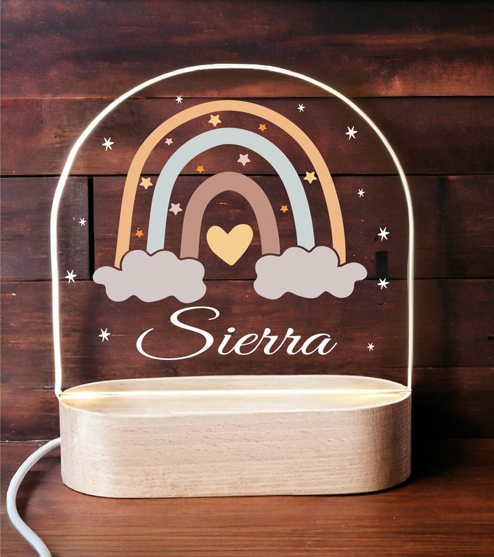 Personalized Rainbow LED Night Light – Custom Kids Room Decor