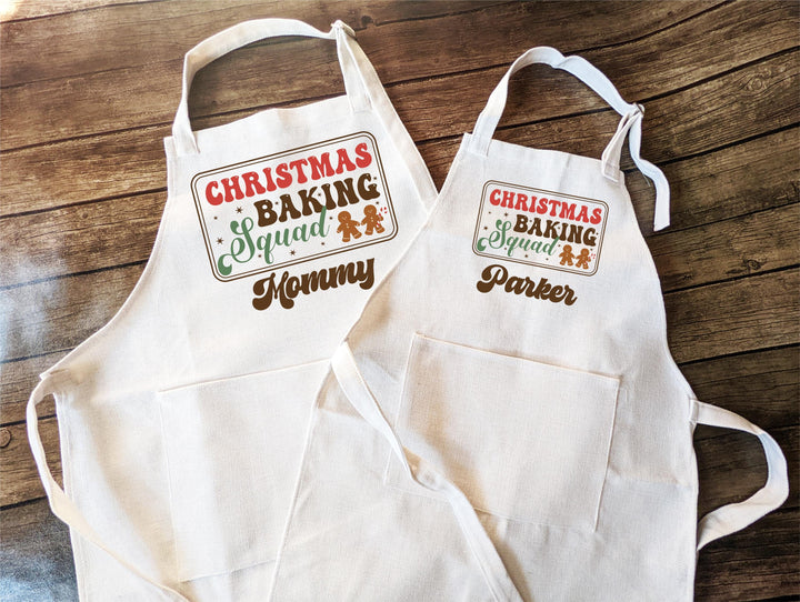 Custom Christmas Baking Squad Apron for Women Holiday Aprons