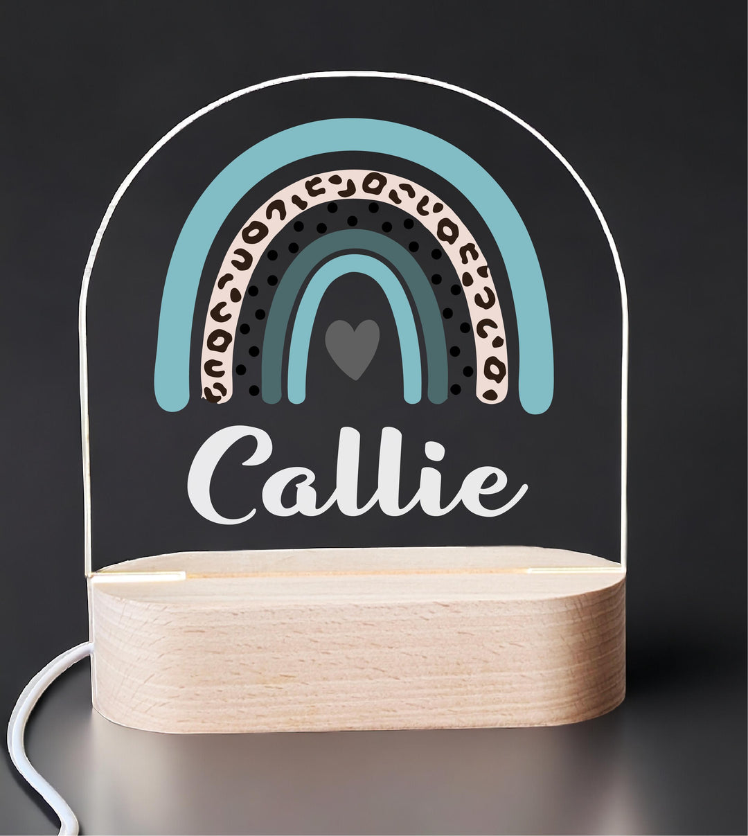 Personalized Leopard Rainbow Name Light Custom Acrylic Night Light
