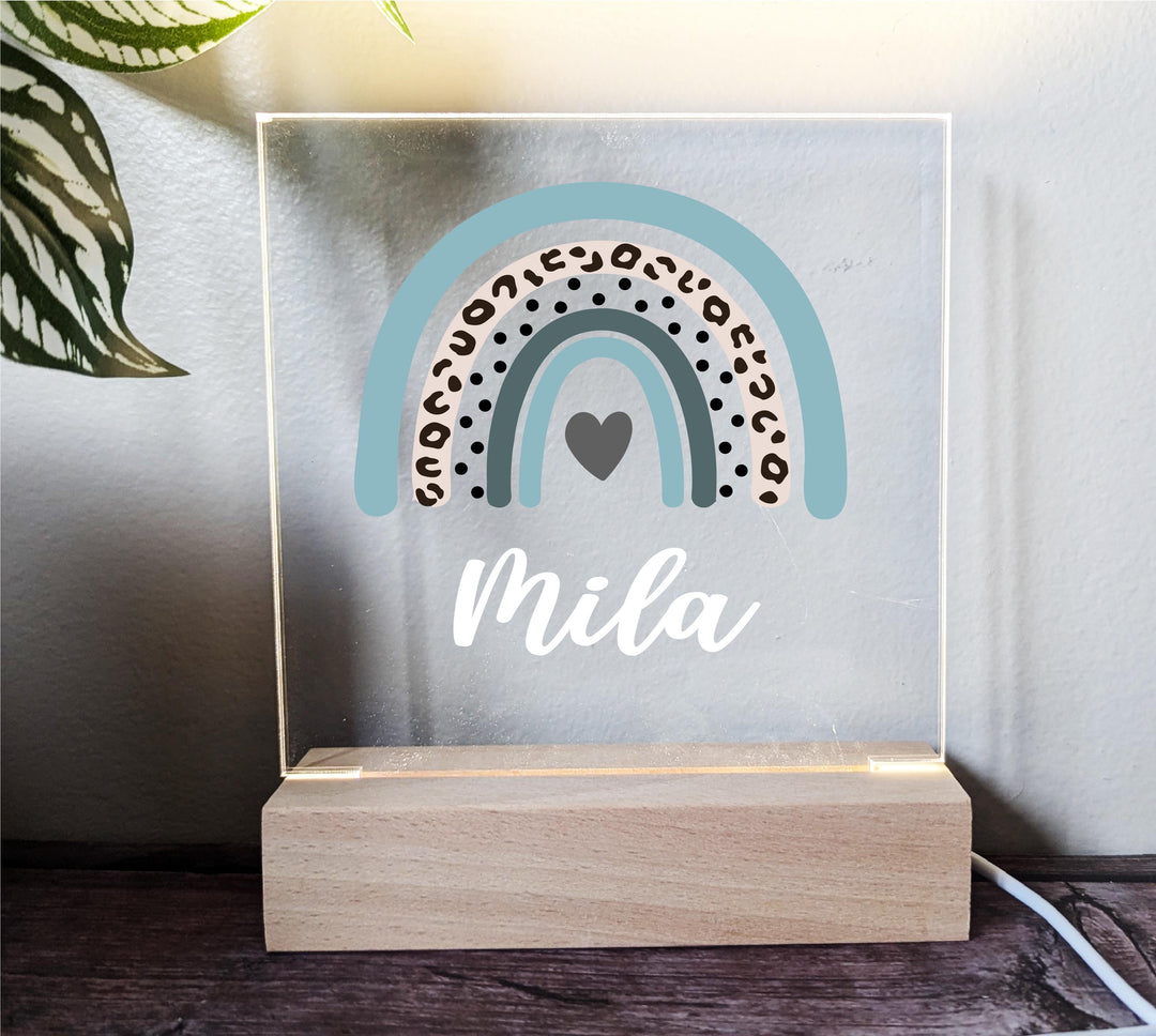 Personalized Leopard Rainbow Name Light Custom Acrylic Night Light