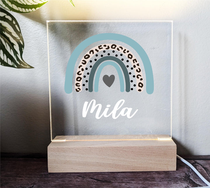 Personalized Leopard Rainbow Name Light Custom Acrylic Night Light