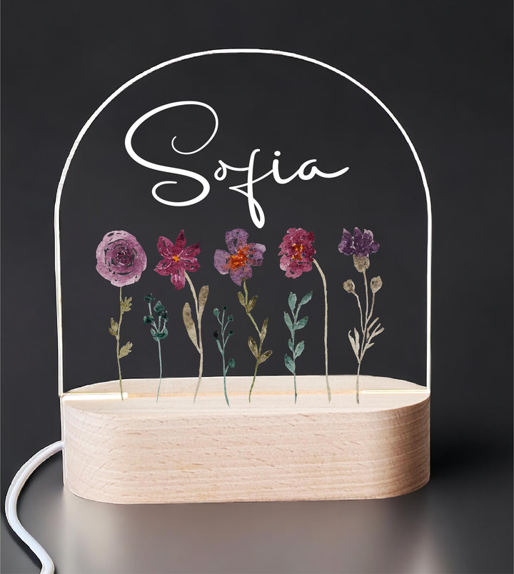 Personalized Floral Kids Room Decor 🌸 | Custom Name LED Light 💡 Perfect Baby Girl Gift & Nursery Décor | Birthday Gift for Toddlers! 🎁