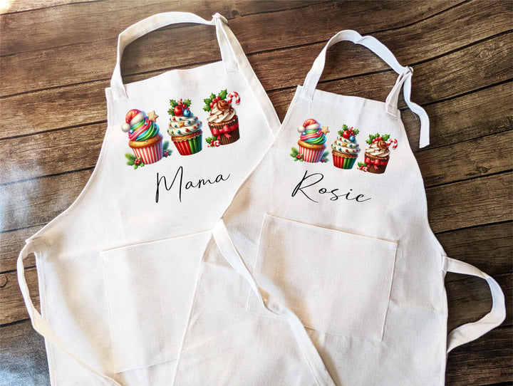 Personalized Christmas cookie Baking apron for women with Pocket Custom kid apron Christmas cookie baking aprons Matching family apron set