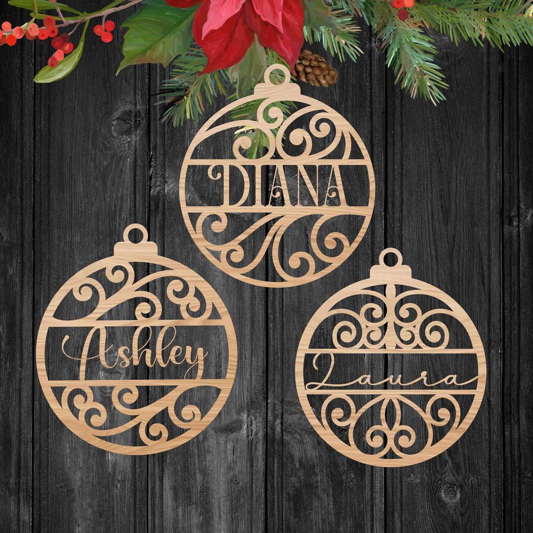 Customized Wooden Family Name Ornament 🎄 | Personalized Tree Décor with Custom Name 🎁 Perfect Holiday Ornament & Christmas Gift! ✨