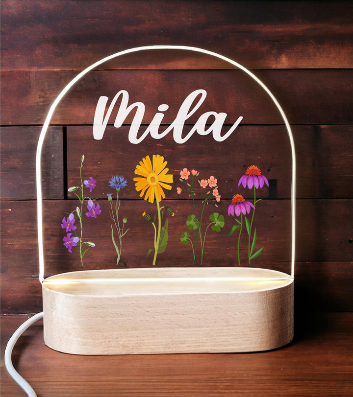 Personalized Floral Kids Night Light 🌸 | Custom Name Room Décor 💡 Perfect Baby Boy Gift & Nursery Décor | Birthday Gift for Toddlers! 🎁