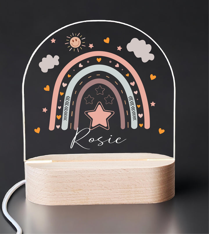 Custom Name LED Nightlight Rainbow Kids Room Décor