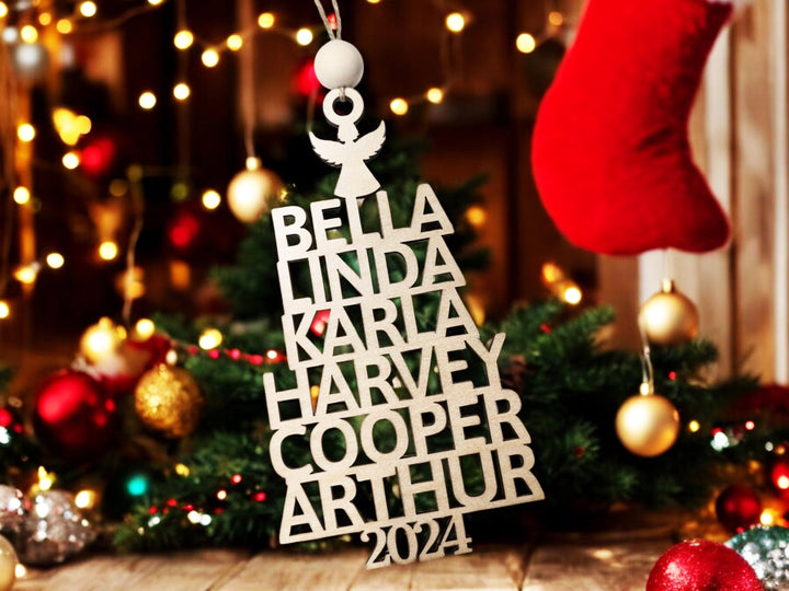 Engraved Family Christmas Ornament | Unique Personalized Name Tree Decoration