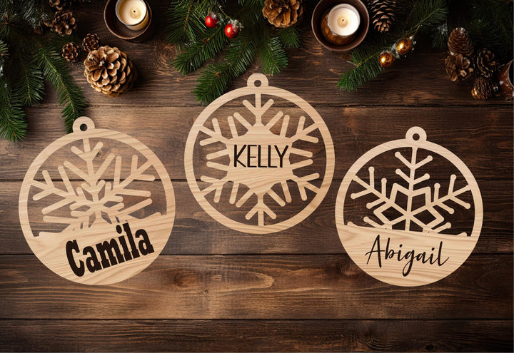 Customized Wooden Family Name Ornament for Christmas Gifts