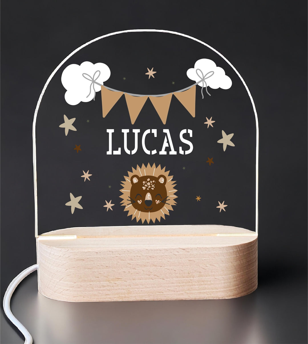 Personalized LED Nursery Lamp | Safari Animal Kids Night Light