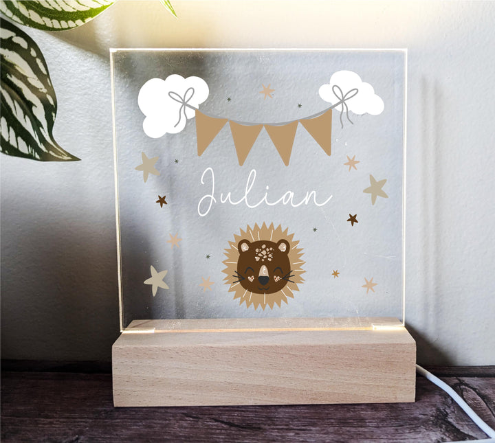 Personalized LED Nursery Lamp 💡 | Safari Animal Kids Night Light 🦁 Boho Nursery Decor | Perfect Birthday Gift for Kids! 🎁