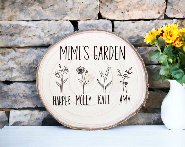 Personalized Birth Flower Gift for Grandma with Kids Names