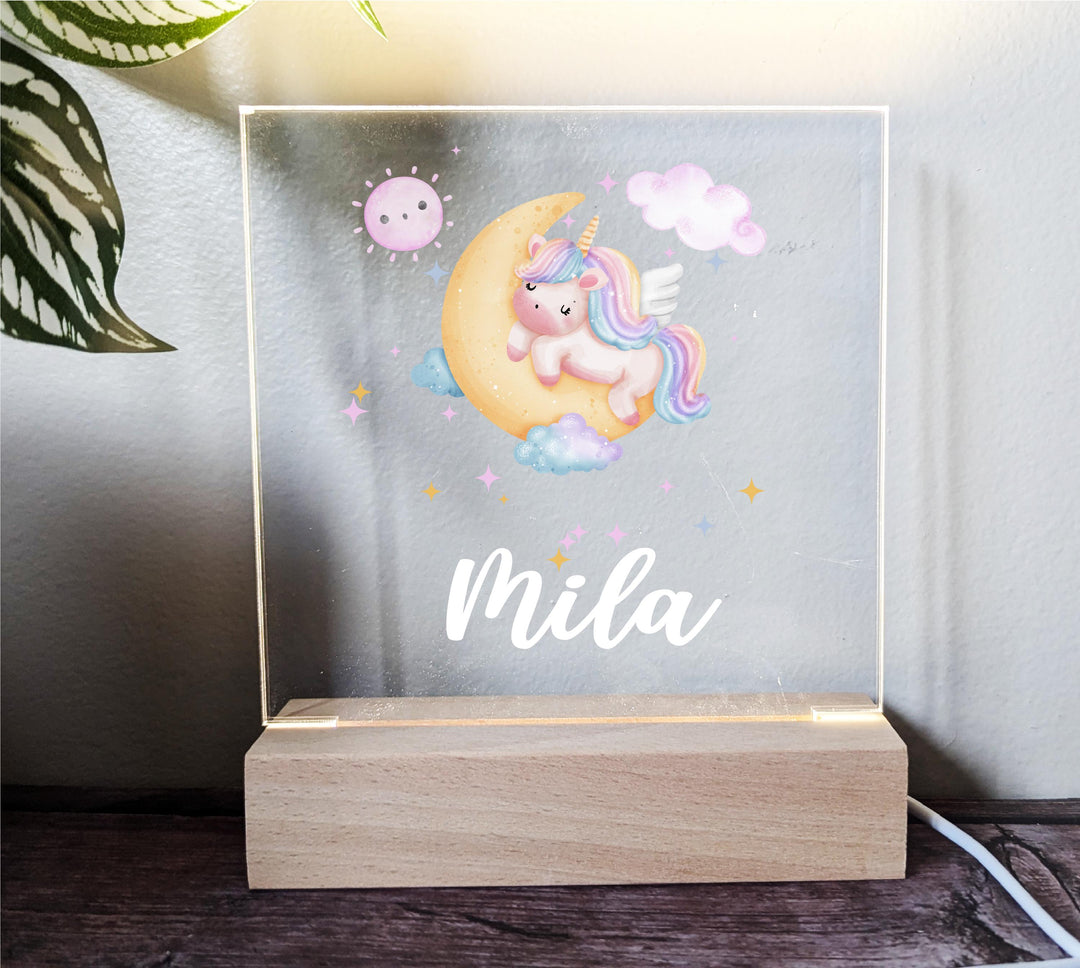 Personalized Unicorn Birthday Night Light Custom Name Decor
