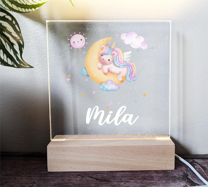 Personalized Unicorn Birthday Night Light Custom Name Decor