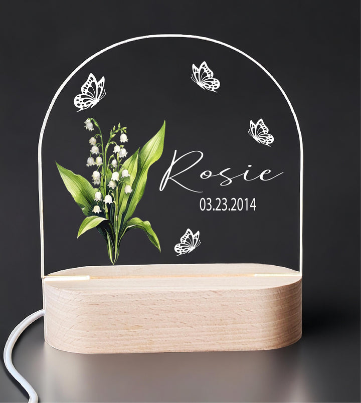 Personalized Christmas Gift Kids Birth Flower LED Nightlight