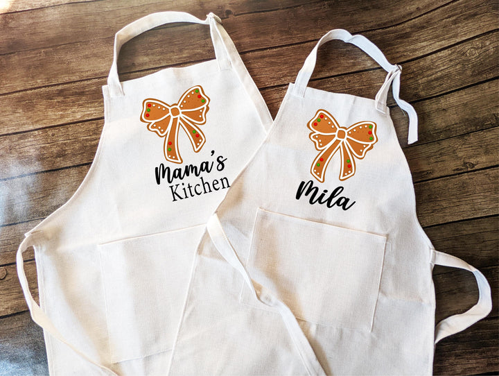 Coquette Gingerbread Christmas Apron for Women Baking Crew