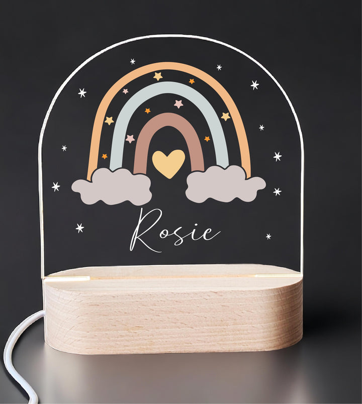 Personalized Rainbow LED Night Light – Custom Kids Room Decor