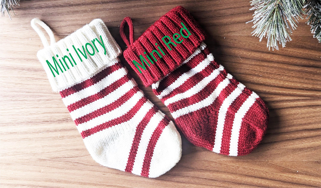 Mini dog ear Christmas Stockings Personalized pet Knitted Stocking with leather patch Custom dog Name Holiday decor