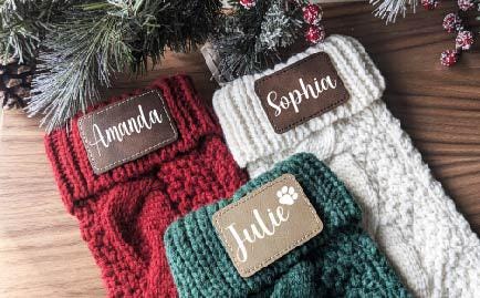 Personalized Christmas Stockings Family stockings Knitted Stocking with leather patch&nbsp;Custom Stocking with Name Holiday Stockings Gift