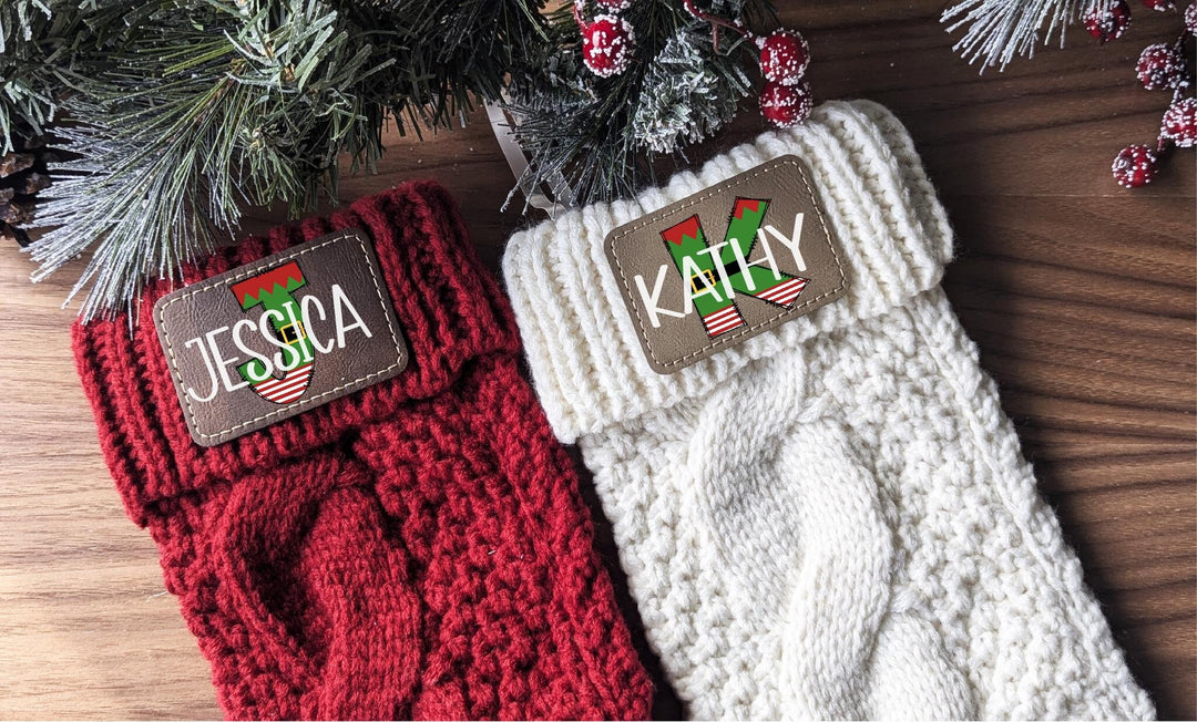 Custom Elf Stocking with Name, Holiday Decor