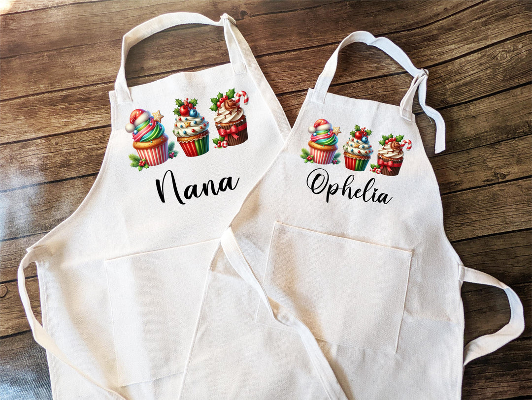 Personalized Christmas cookie Baking apron for women with Pocket Custom kid apron Christmas cookie baking aprons Matching family apron set