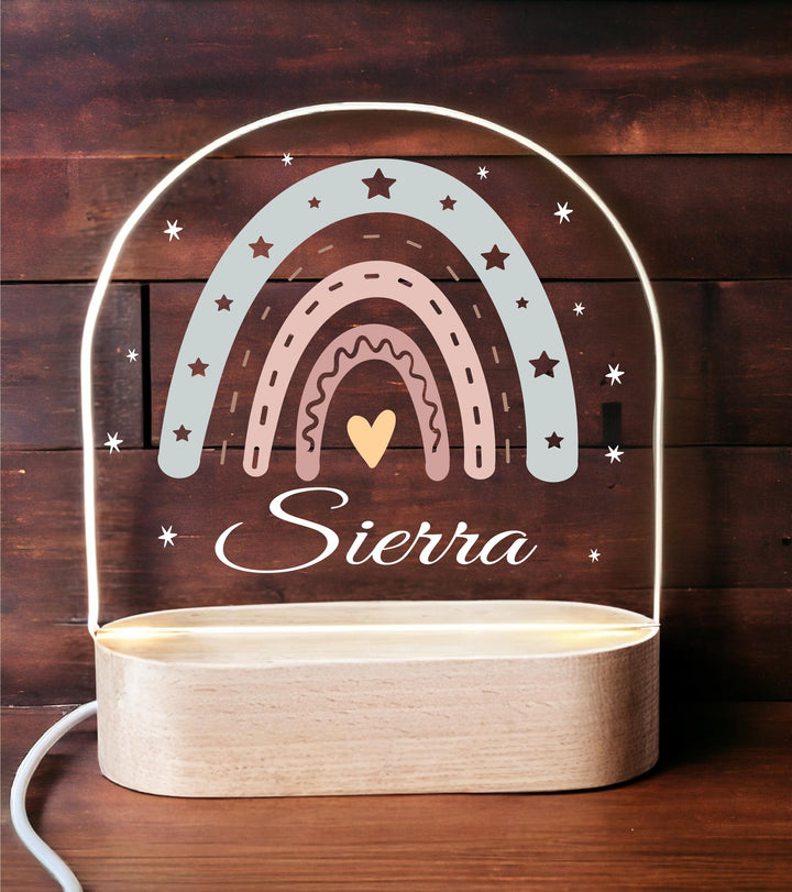 Personalized LED Nightlight Rainbow Nursery Décor Custom Name Gift