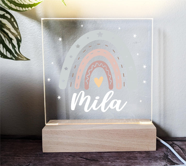 Personalized Rainbow Nursery Night Light with Custom Name