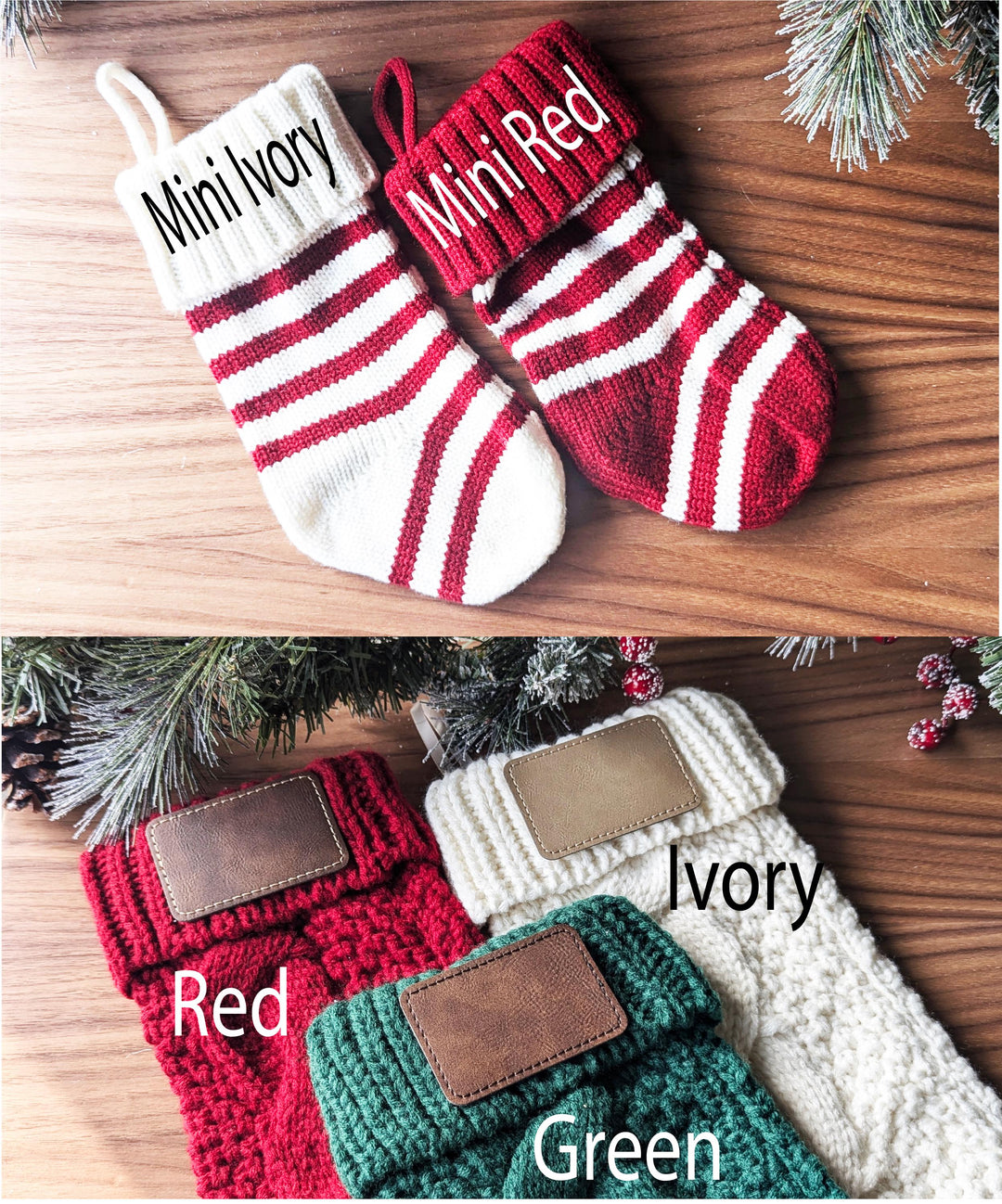 Personalized Christmas Stockings Family stockings Knitted Stocking with leather patch&nbsp;Custom Stocking with Name Holiday Stockings Gift